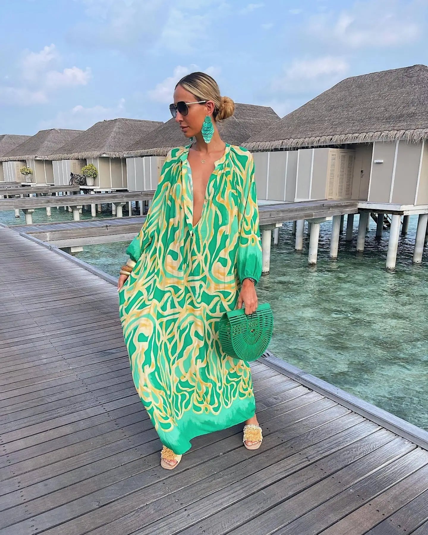 Effortless Boho Retro Maxi Dress