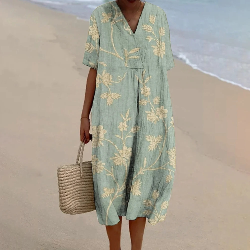 Effortless V-Neck Print Dress