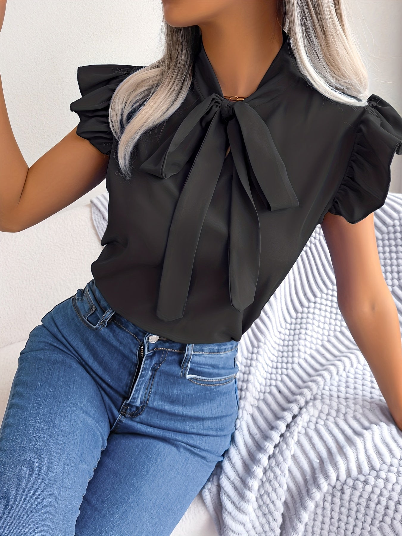 Effortless Elegance Bow-Tie Blouse