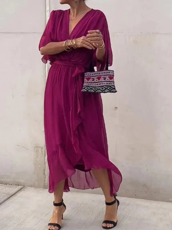 Elegant-Chiffon V-Neck Dress