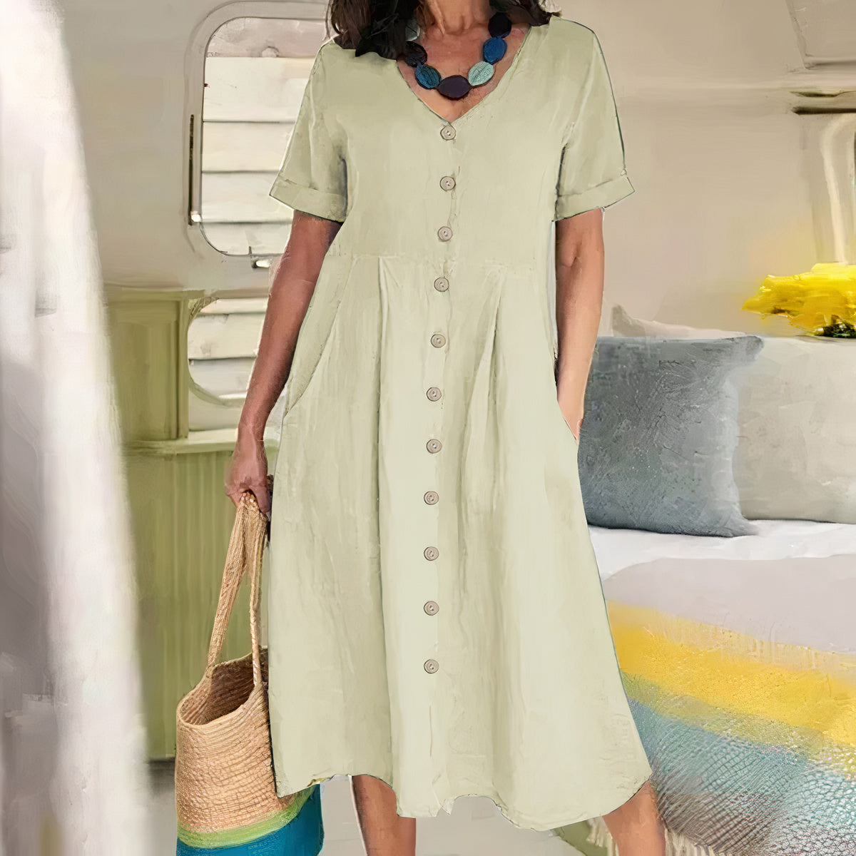 Effortless Elegance Button Dress