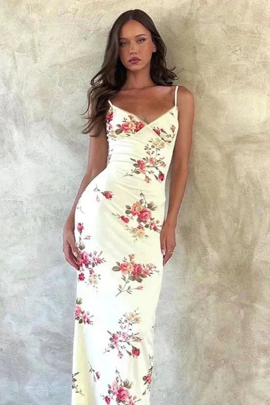 Vibrant Boho V-Neck Suspender Dress