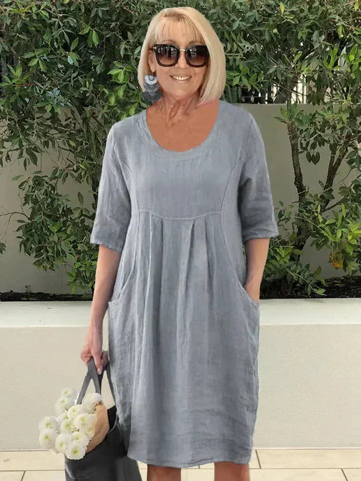 Effortless Cotton Midi Dress with Pockets