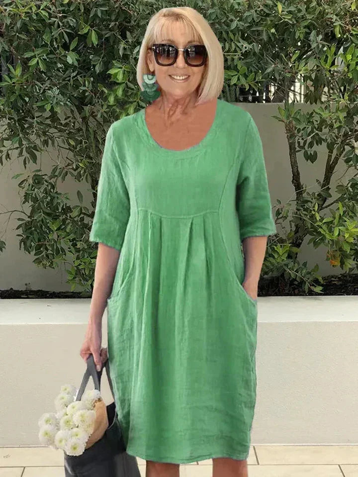 Effortless Cotton Midi Dress with Pockets