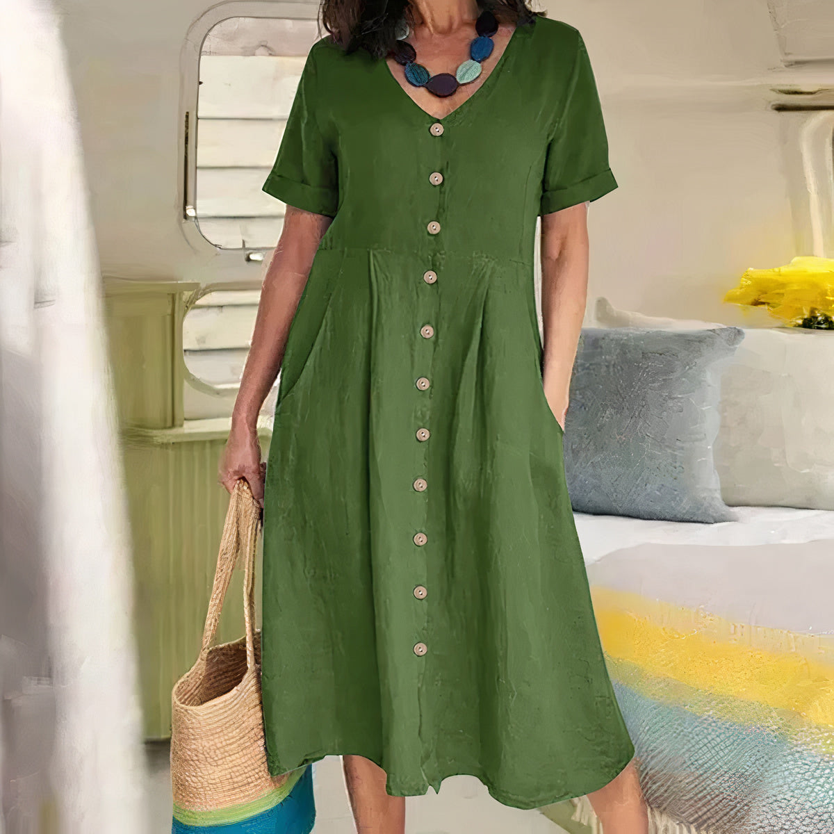 Effortless Elegance Button Dress