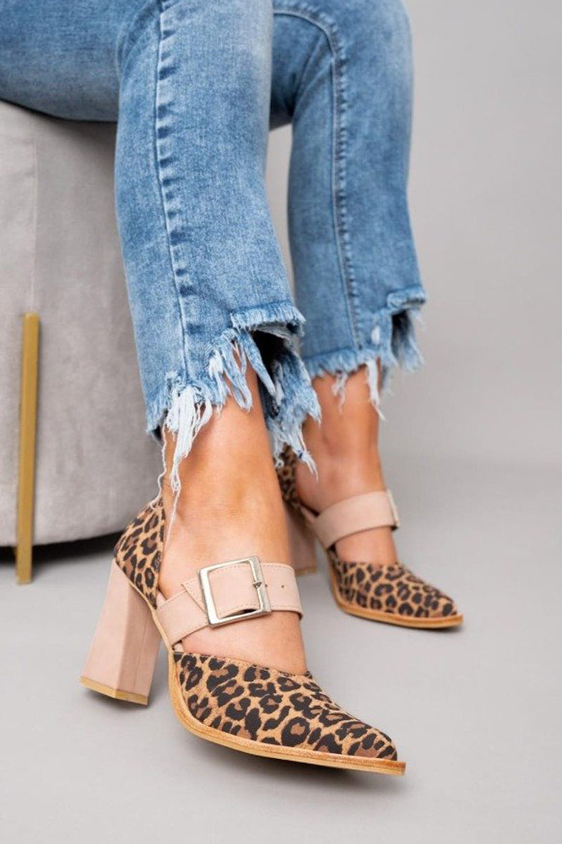 Elegant Leopard Suede High Heels