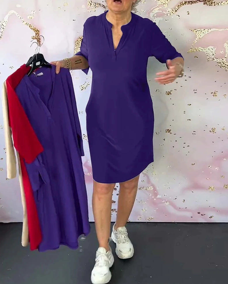 Comfort-Fit V-Neck Dress