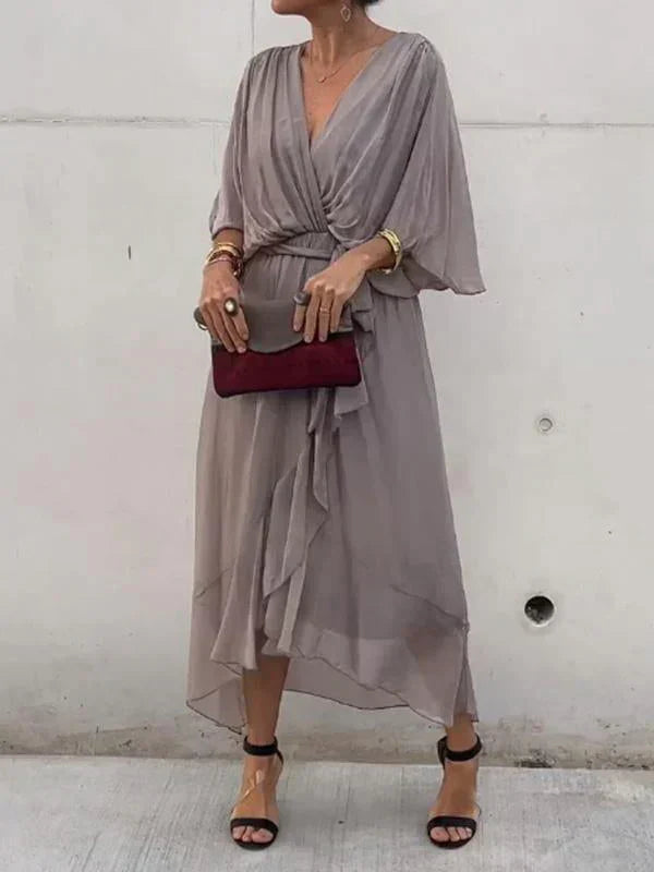 Elegant-Chiffon V-Neck Dress
