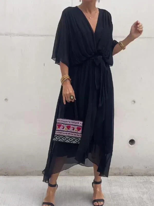 Elegant-Chiffon V-Neck Dress