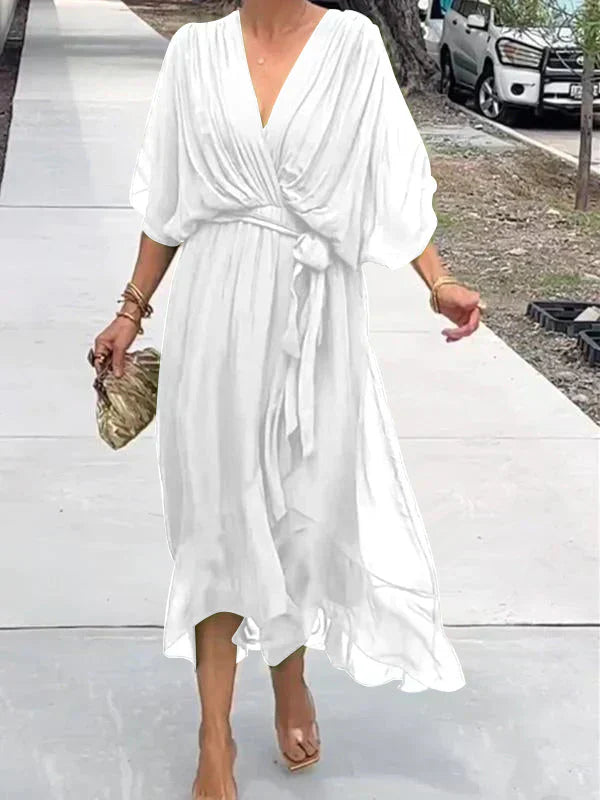Elegant-Chiffon V-Neck Dress