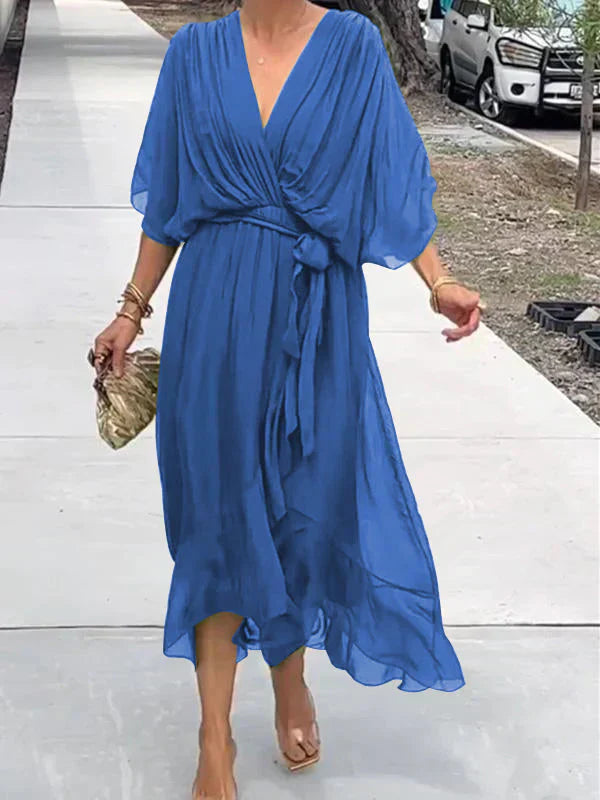 Elegant-Chiffon V-Neck Dress