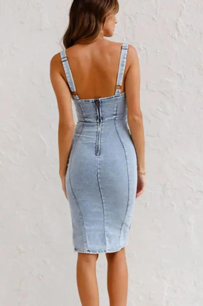 Curve-Boosting Vintage Denim Dress