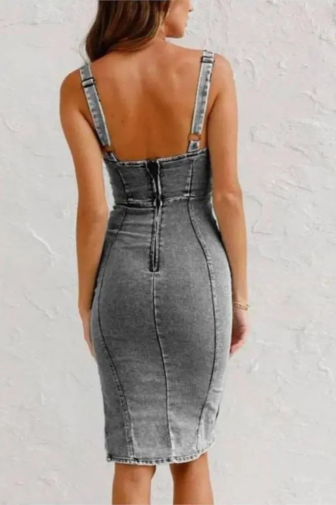 Curve-Boosting Vintage Denim Dress