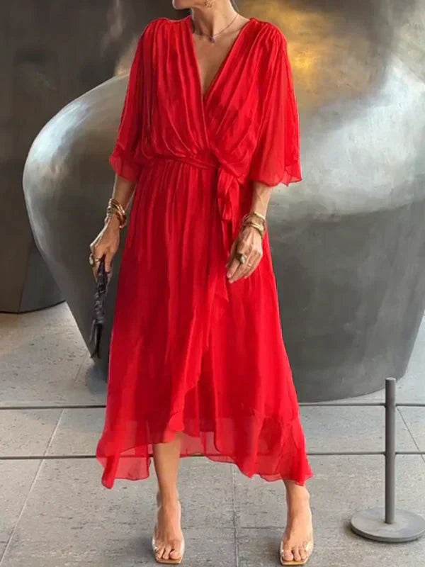 Elegant-Chiffon V-Neck Dress