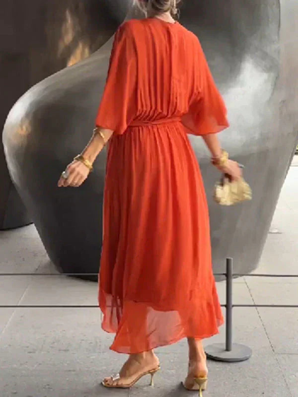 Elegant-Chiffon V-Neck Dress