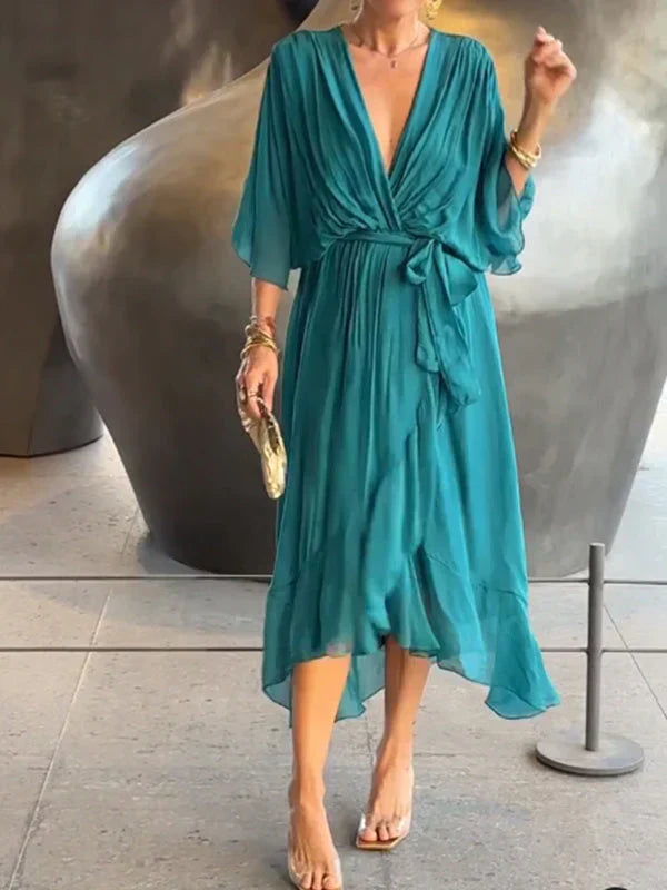 Elegant-Chiffon V-Neck Dress