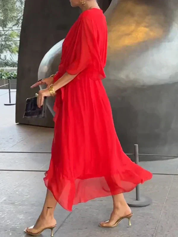 Elegant-Chiffon V-Neck Dress