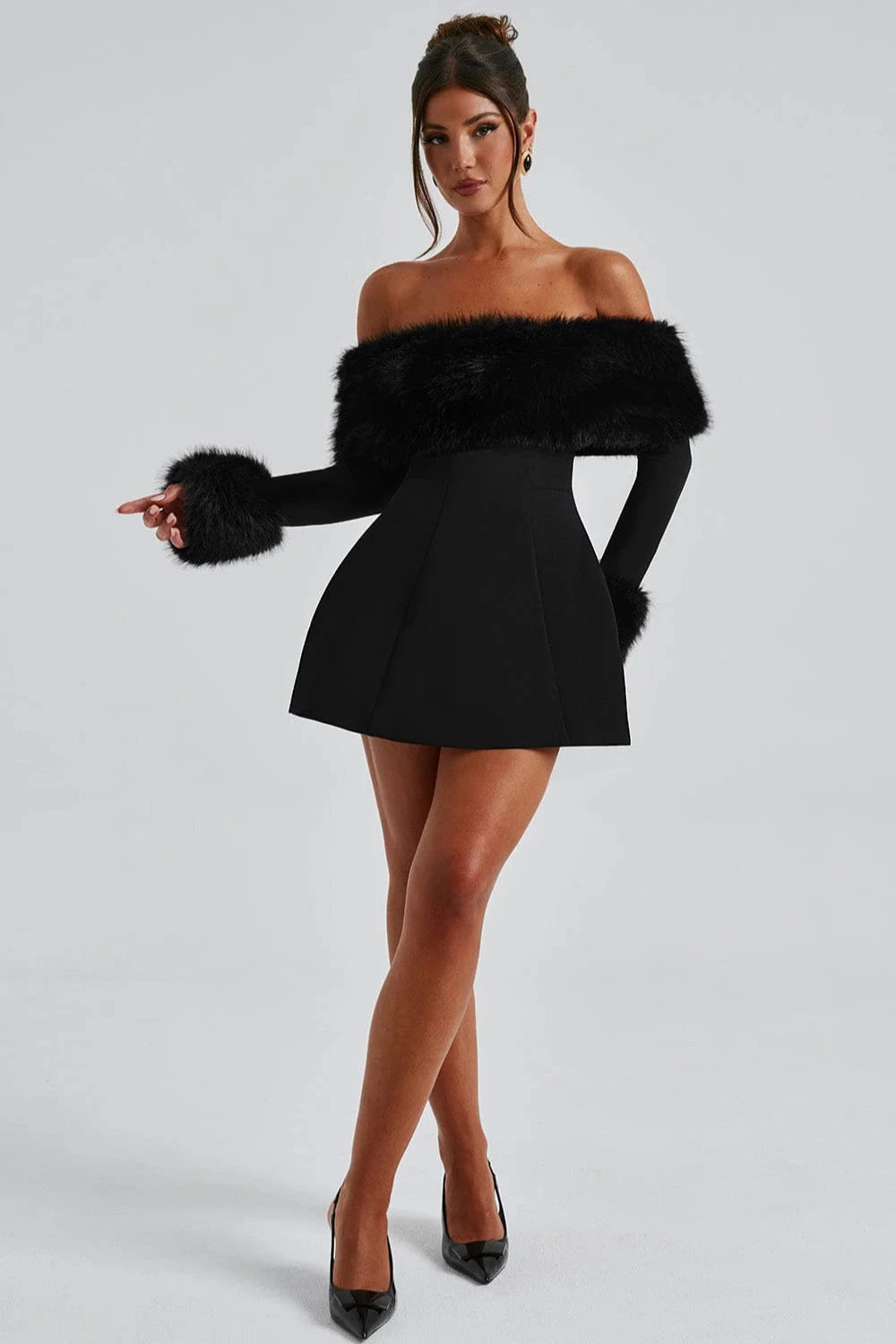 Standout Faux-Fur Party Dress