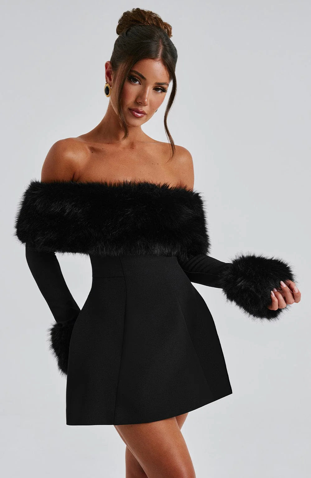 Standout Faux-Fur Party Dress