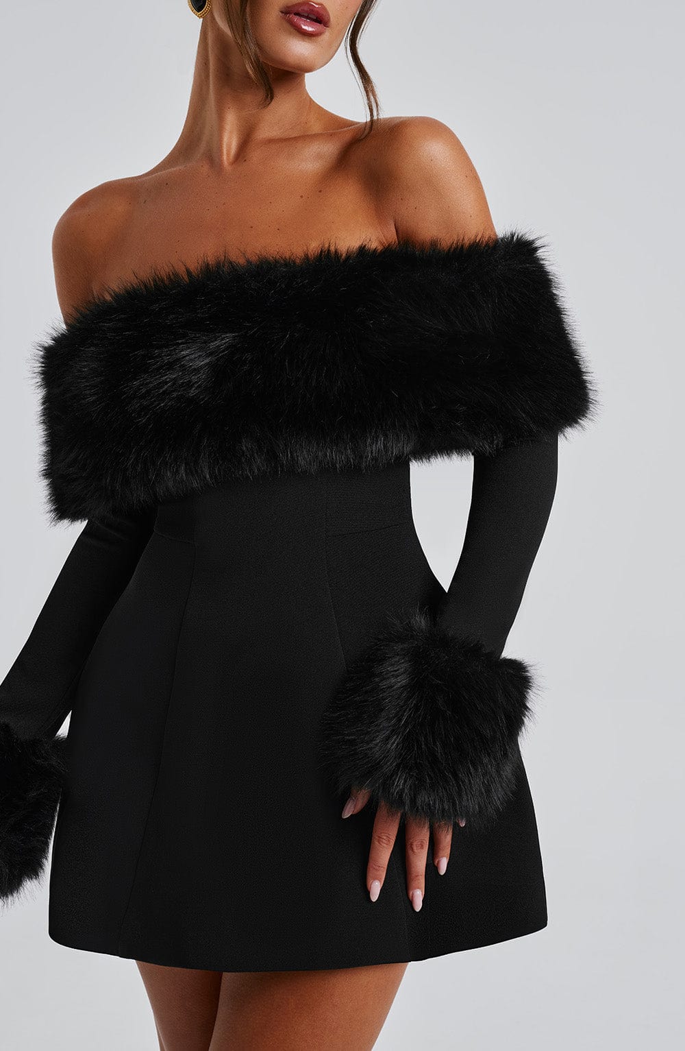 Standout Faux-Fur Party Dress