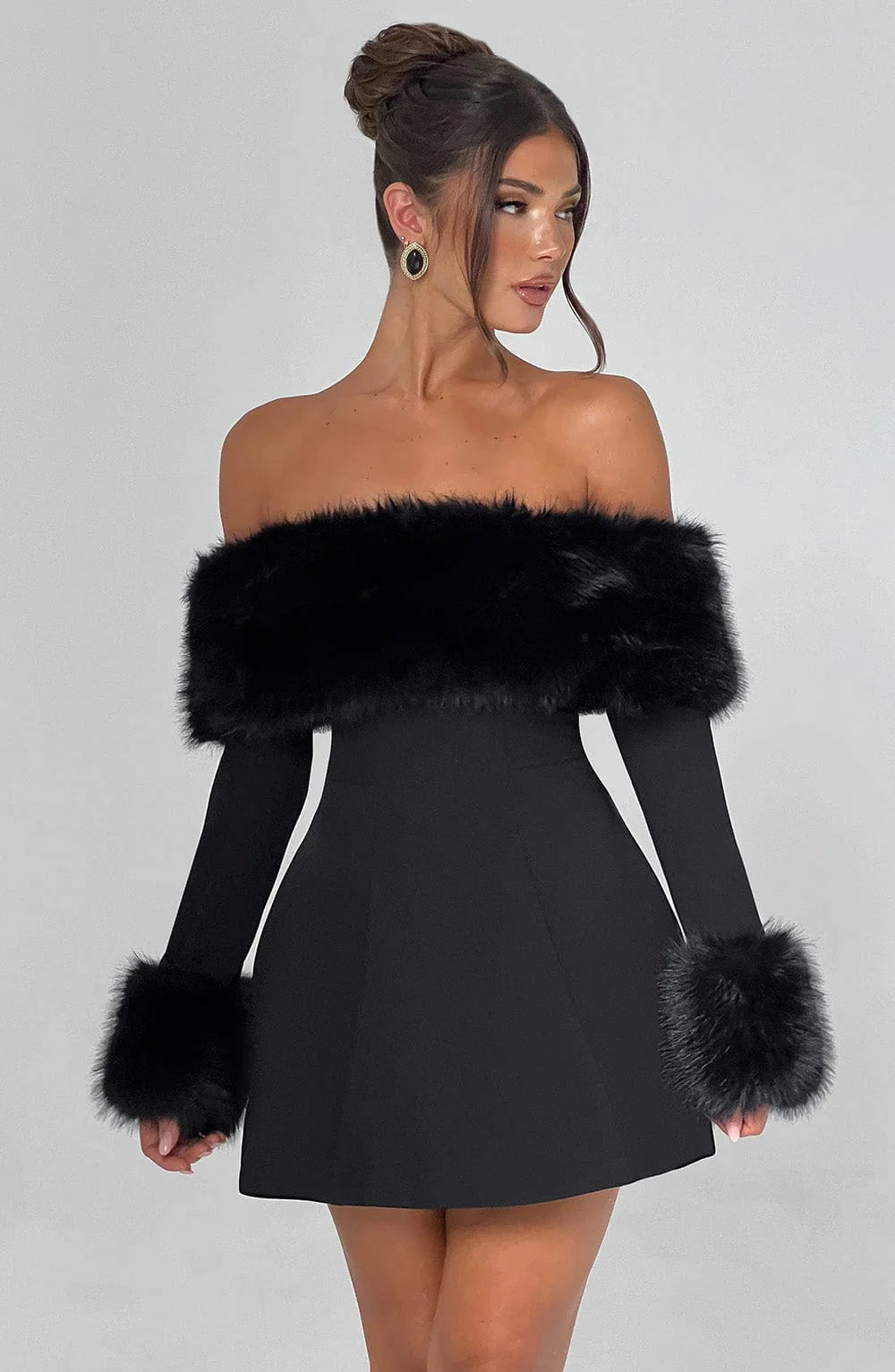 Standout Faux-Fur Party Dress