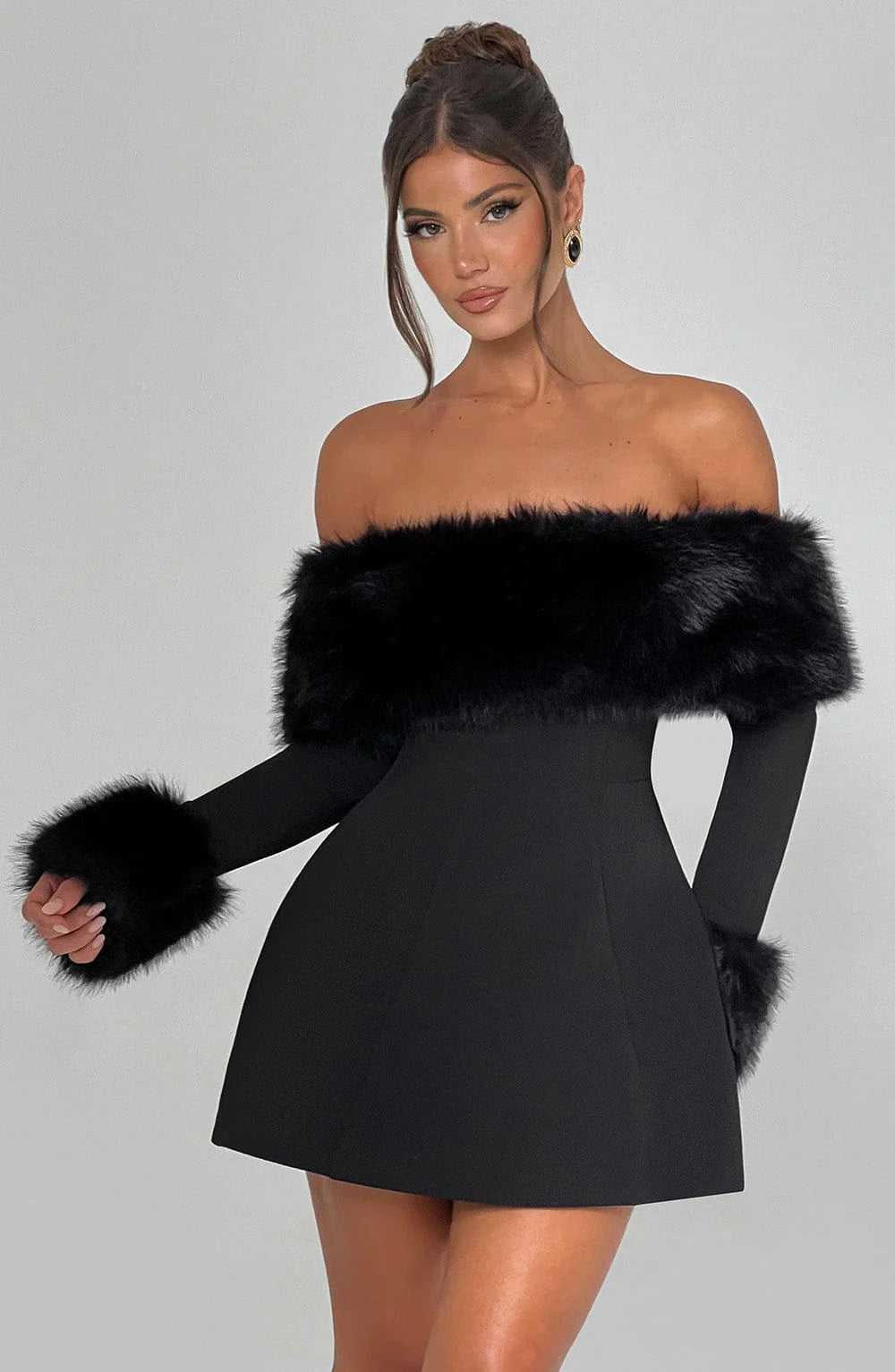 Standout Faux-Fur Party Dress