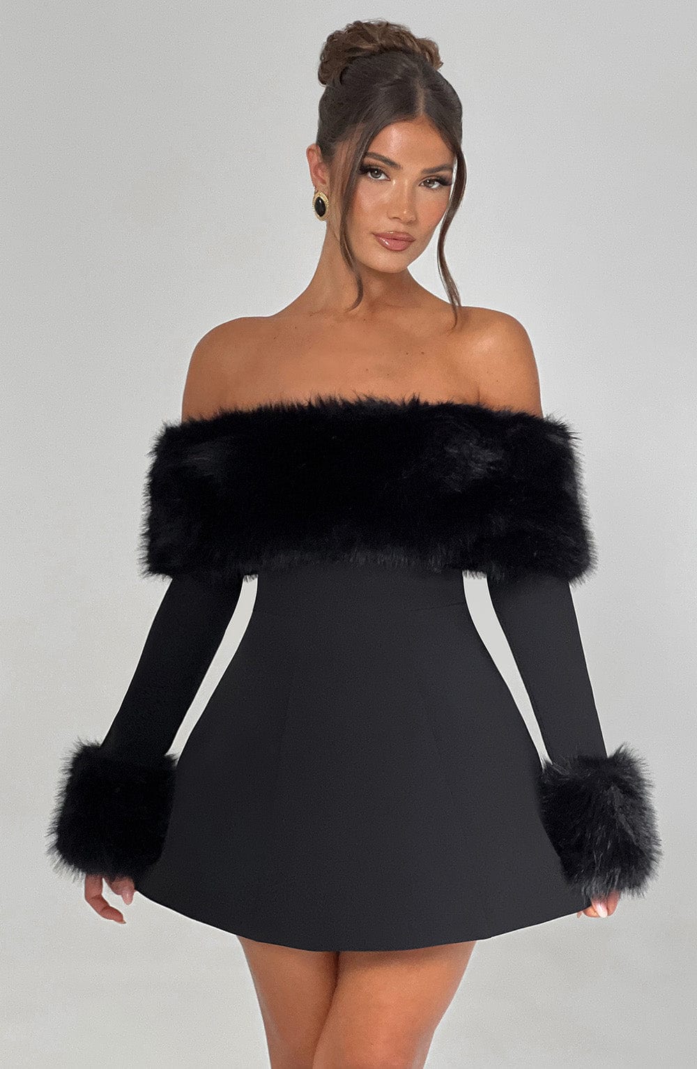 Standout Faux-Fur Party Dress