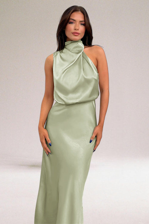Elegant Satin Halter Dress