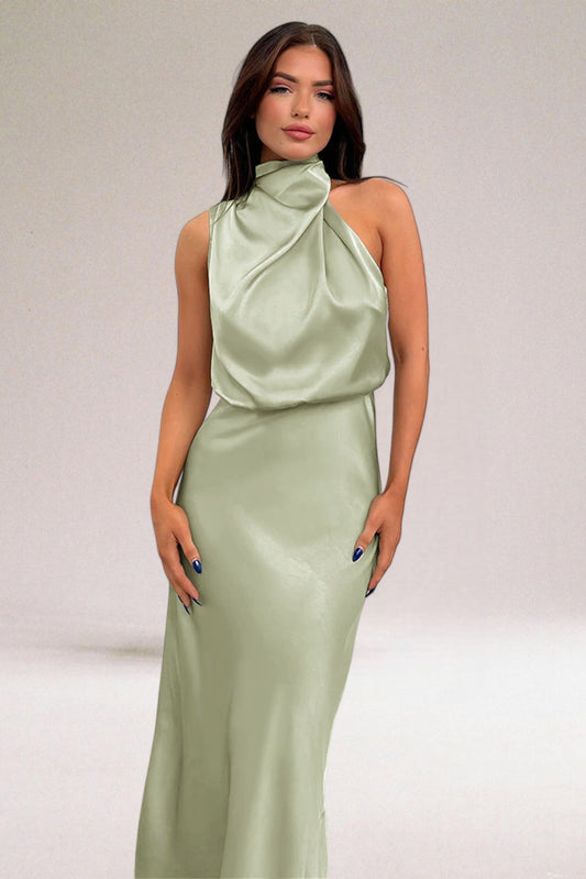 Elegant Satin Halter Dress