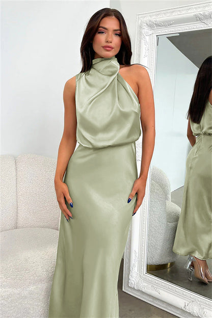 Effortless Glamour Satin Halter Dress