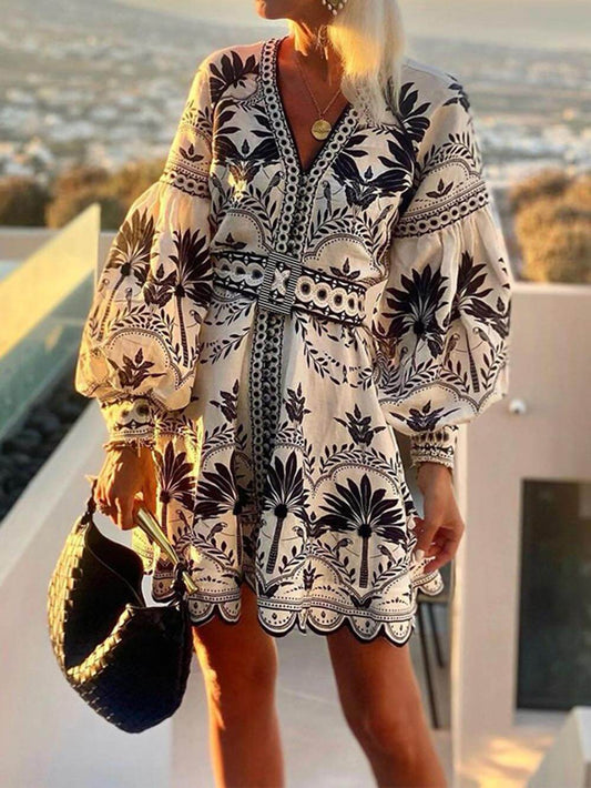 Head-Turning Printed Beach Mini Dress