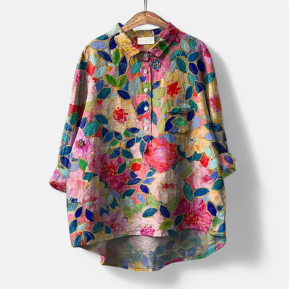 Artistic Dog-Print Blouse