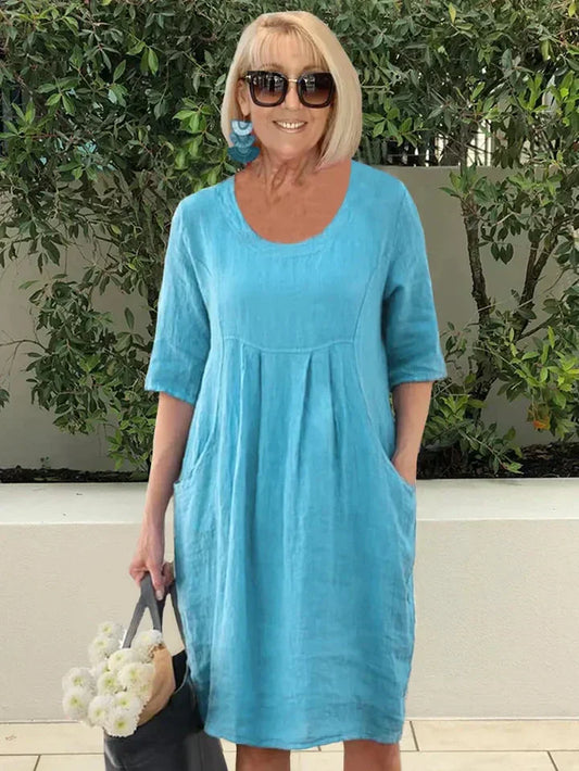 Effortless Cotton Midi Dress with Pockets