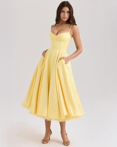 Floating Elegance Satin Midi Dress