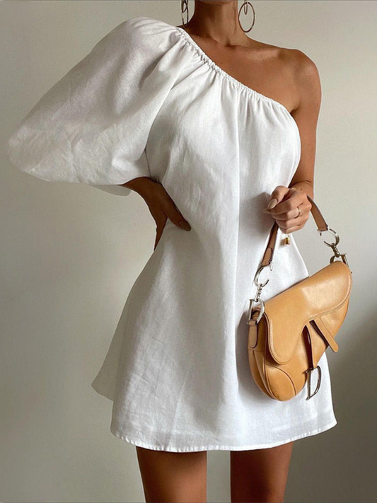 Elegant Slant Shoulder Cocktail Dress