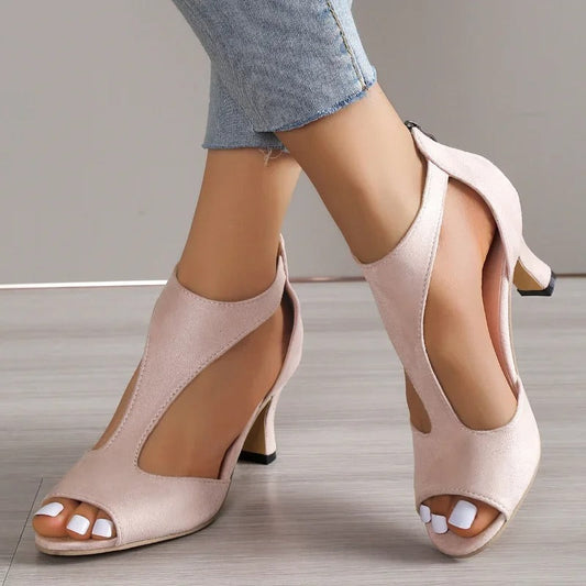 Elegant Open-Toe Comfort Heels