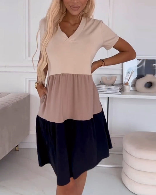 Trendy Color Block Summer Dress