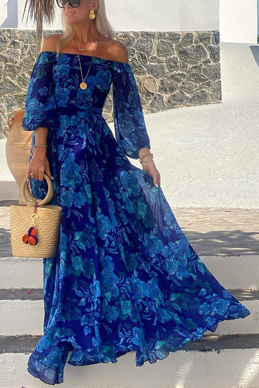 Elegant Off-Shoulder Floral Maxi