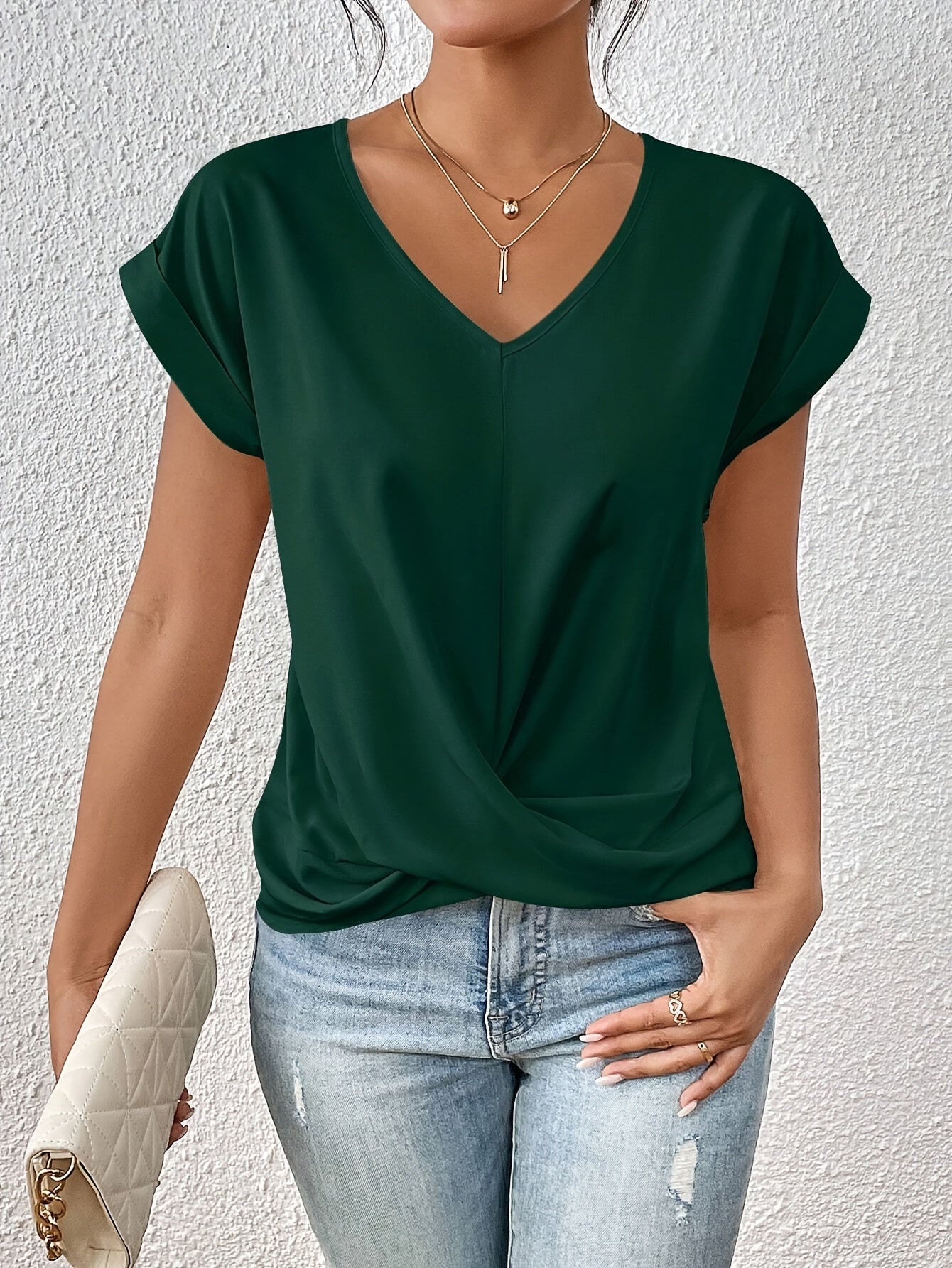 Elegant Knot V-Neck Top