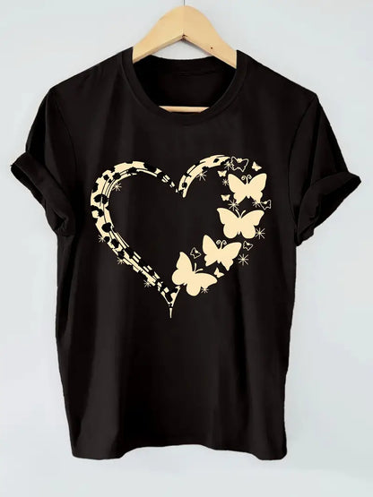 Effortless Elegance: Heart Butterfly Tee