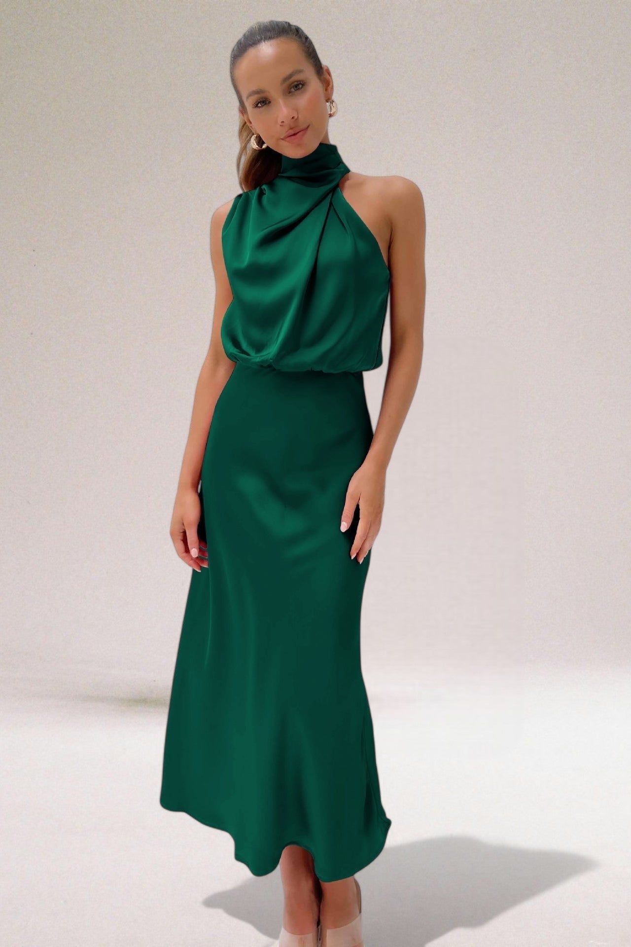 Elegant Satin Halter Dress