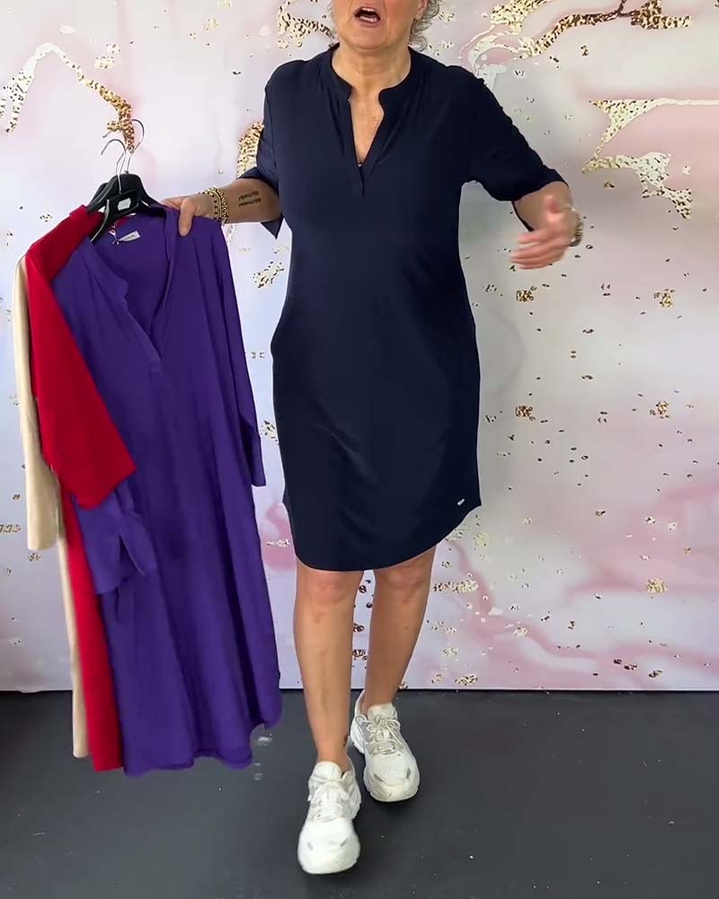 Comfort-Fit V-Neck Dress