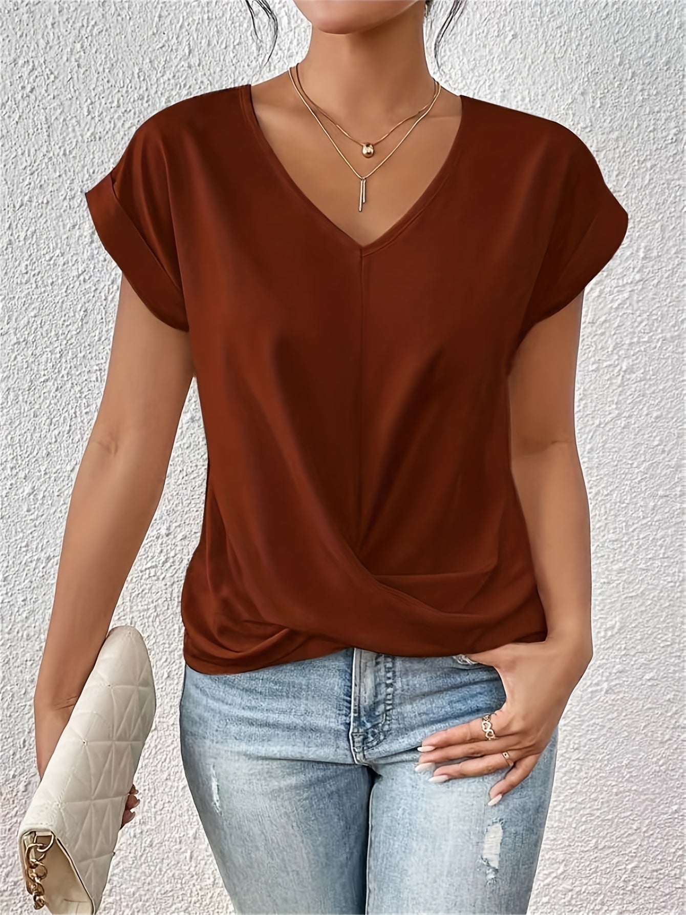 Elegant Knot V-Neck Top