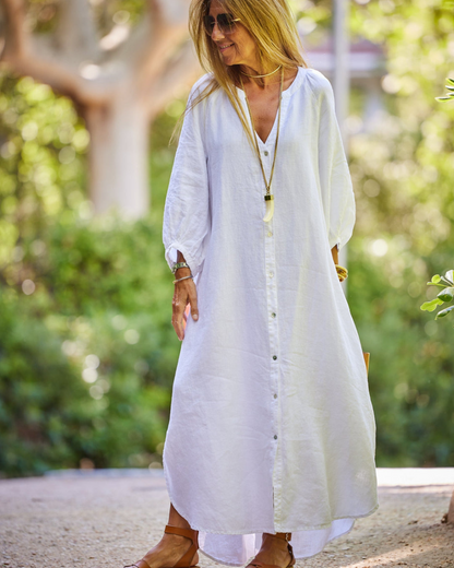 Flattering Luxe Linen Summer Dress