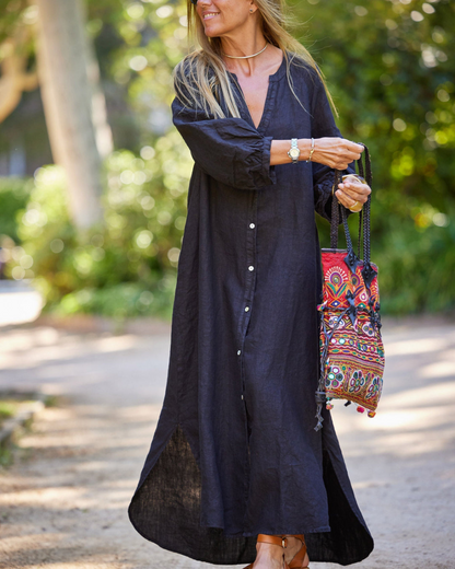 Flattering Luxe Linen Summer Dress