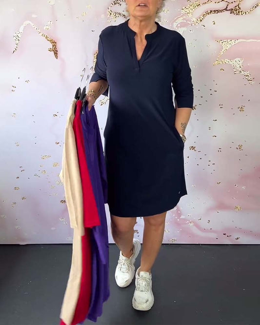 Comfort-Fit V-Neck Dress