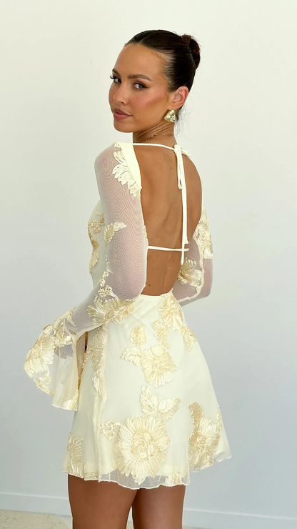 Standout Backless Printed Mini Dress