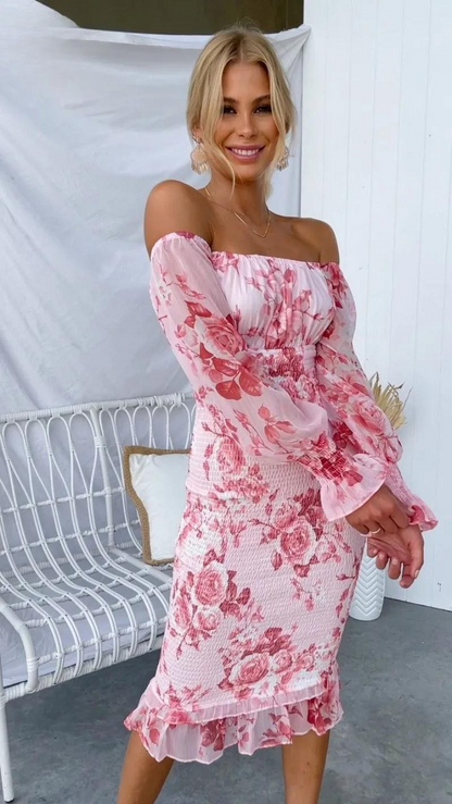 Graceful Off-Shoulder Floral Dress