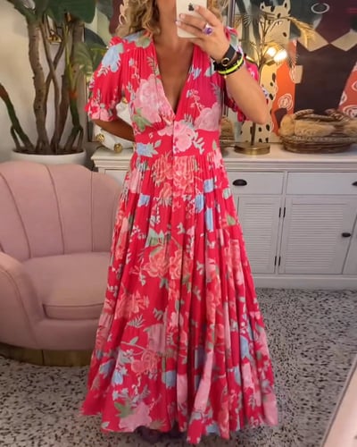 Effortless Comfort Floral V-Neck Dress