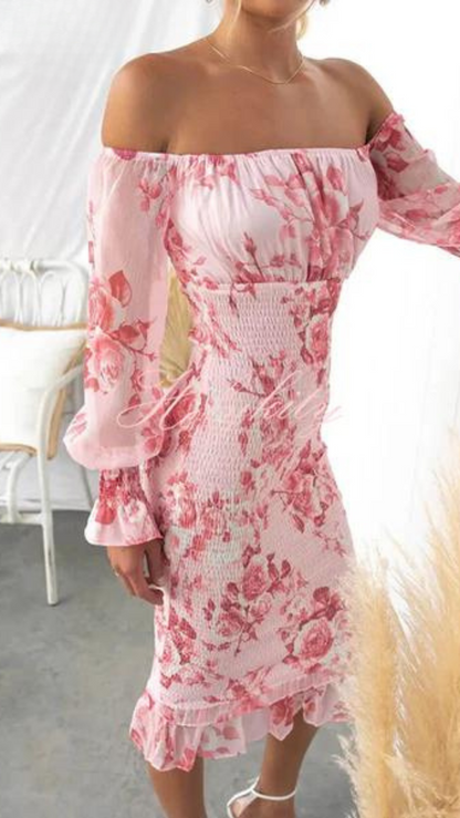 Graceful Off-Shoulder Floral Dress